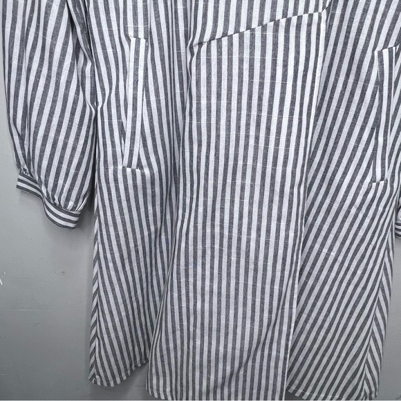 Miss Look Lightweght Striped Peacoat Trench Coat Size Large - Picture 4 of 13